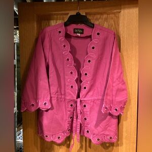 Bob Mackie Fuchsia scalloped edge jacket.